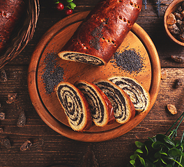 Image showing Beigli, slices of Hungarian poppy seed roll