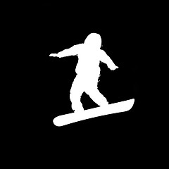 Image showing Silhouette of a Snowboarder 