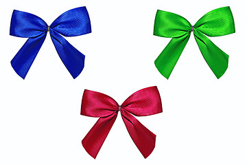 Image showing Three colored Bows Isolated on White