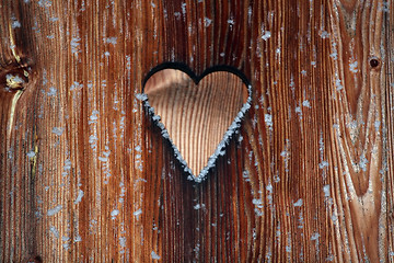 Image showing Wood Background with snowflakes