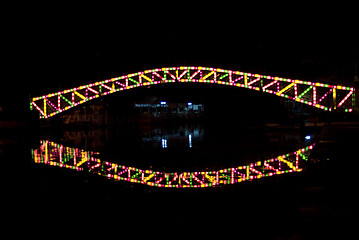 Image showing Colourful bridge at night