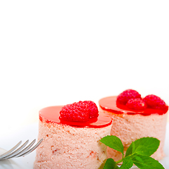 Image showing fresh raspberry cake mousse dessert