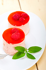 Image showing fresh raspberry cake mousse dessert