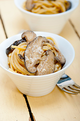 Image showing Italian spaghetti pasta and mushrooms