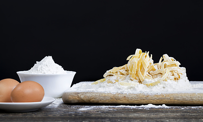 Image showing raw pasta with white wheat flour