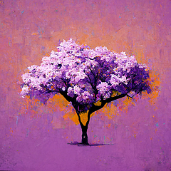 Image showing Watercolor tree. Blossoming lilac. Digital generated illustratio