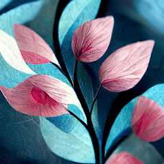 Image showing Blue and pink abstract flower Illustration for prints, wall art,