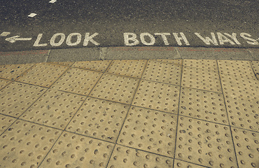 Image showing Vintage looking Look both ways sign