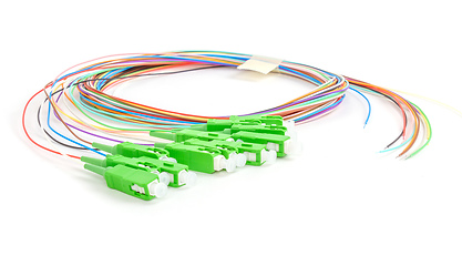 Image showing green fiber optic SC connectors