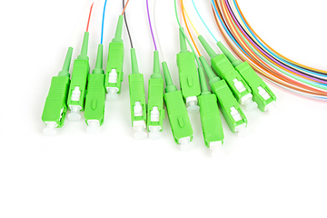 Image showing green fiber optic SC connectors