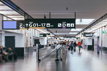 Image showing Peoples walking in Vienna airport terminal