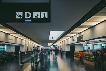 Image showing Peoples walking in Vienna airport terminal