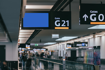 Image showing Peoples walking in Vienna airport terminal