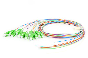 Image showing green fiber optic SC connectors