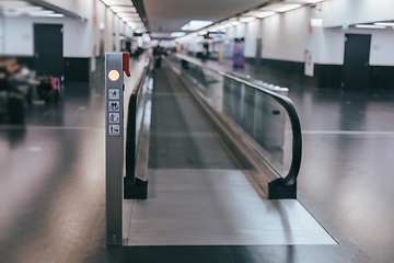 Image showing Peoples walking in Vienna airport terminal