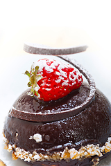 Image showing fresh chocolate strawberry mousse