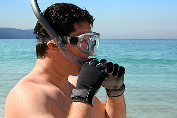 Image showing Man snorkeling