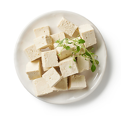 Image showing plate of tofu cheese cubes