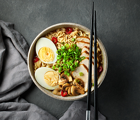 Image showing bowl of asian noodle soup ramen