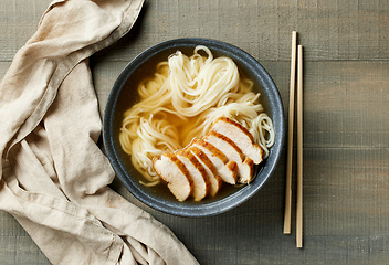 Image showing bowl of asian noodle soup