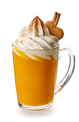 Image showing pumpkin latte decorated with whipped cream