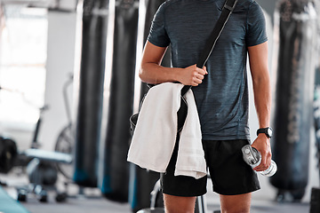 Image showing Ready, fitness and a man at gym for training, exercise and a cardio workout. Wellness, sport and a guy at a club prepared for exercising, physical activity and working on a body goal in the morning