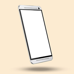 Image showing Phone, screen and mockup for digital advertising or marketing against a studio background. Mobile smartphone display with copy space for advertisement, network app or logo branding and communication