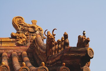 Image showing Roofs decoration in the Forbidden City