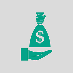 Image showing Hand Holding The Money Bag Icon