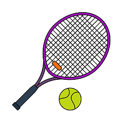 Image showing Icon Of Tennis Rocket And Ball