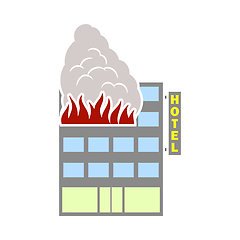 Image showing Hotel Building In Fire Icon