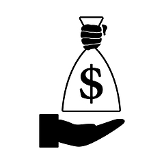 Image showing Hand Holding The Money Bag Icon