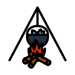Image showing Icon Of Fire And Fishing Pot