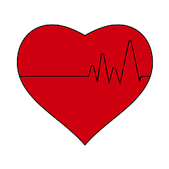 Image showing Icon Of Heart With Cardio Diagram