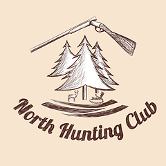 Image showing Hunting Retro Sketch Design