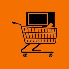 Image showing Shopping Cart With PC Icon