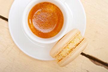 Image showing colorful macaroons with espresso coffee