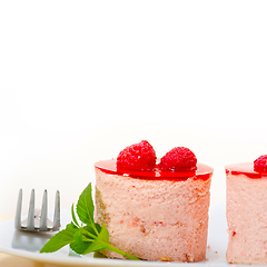 Image showing fresh raspberry cake mousse dessert