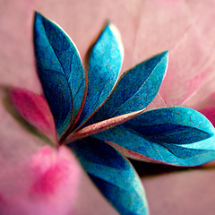 Image showing Blue and pink abstract flower Illustration for prints, wall art,