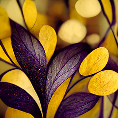 Image showing Purple and yellow abstract flower Illustration for prints, wall 