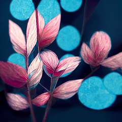 Image showing Blue and pink abstract flower Illustration for prints, wall art,