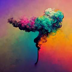 Image showing Abstract design of a dust cloud. Colorful rainbow of dust partic