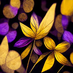 Image showing Purple and yellow abstract flower Illustration.