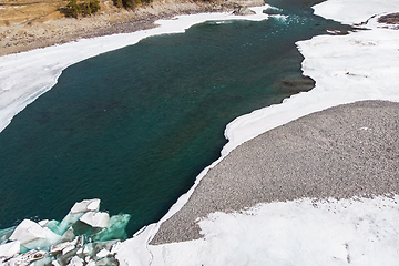 Image showing Aerial view of winter blue lakes