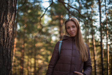 Image showing Pretty happy woman in forest