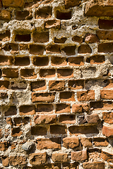 Image showing crumbling old brick wall