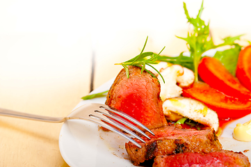 Image showing beef filet mignon grilled with vegetables