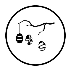 Image showing Easter Eggs Hanged On Tree Branch Icon