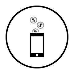 Image showing Golden Coins Fall In Smartphone Icon