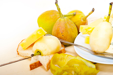 Image showing fresh pears and cheese